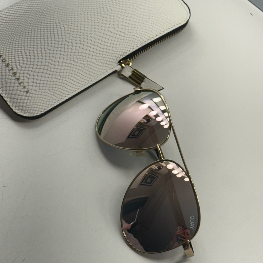 Quay Australia Gold and Pink Sunglasses